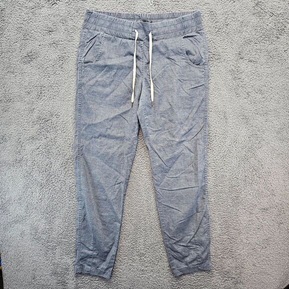 prAna Shala Pants Womens Medium Gray Tapered Elastic Waist Cropped Joggers Hemp‎ - Picture 1 of 10